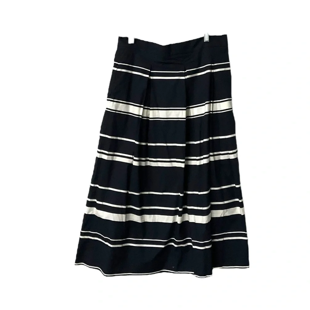 Ann Taylor‎ Blue White Stripe Maxi Skirt Pleated Full Nautical Office NWT